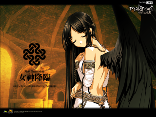 Angelic black wings white dress - black wing free wallpaper