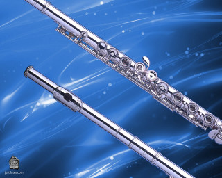 Silver flute blue background wave - superflat free wallpaper