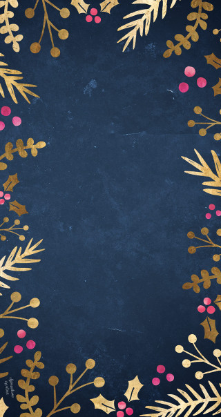 Blue background gold pink flowers 2 - pink flower and leaves free wallpaper
