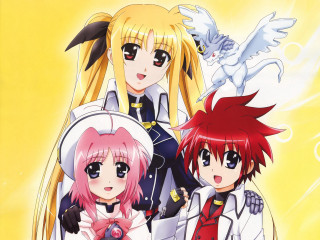 Anime girls yellow background bird - front free wallpaper