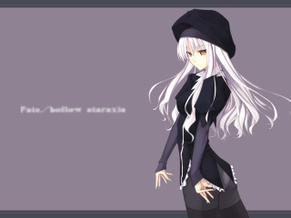 White haired woman black hat - a white line free wallpaper
