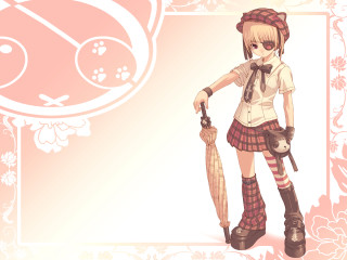 Girl hat umbrella teddy plaid - plaid free wallpaper
