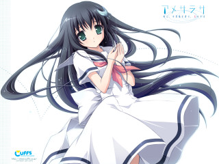 Girl longblackhair whitedress hands together - long black hair free wallpaper