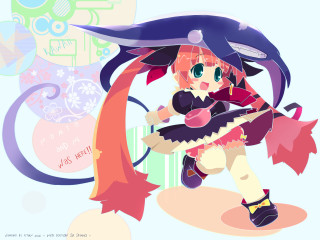 Cartoon girl hat umbrella blue - a pink ribbon free wallpaper