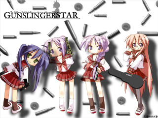 Three anime girls purple hair 3 - assemblage free wallpaper