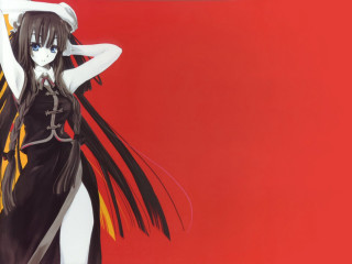 Woman black dress red background 2 - a black dress and hat free wallpaper