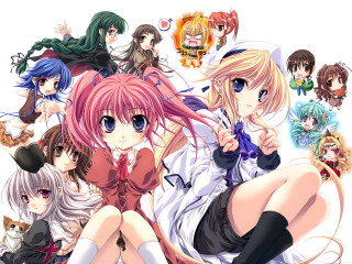 Anime girls cat school uniform - their lap free wallpaper