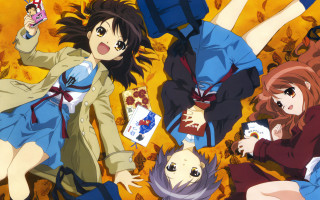 Anime girls cards camera school - their hand and a man holding free wallpaper