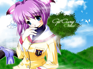 Purple hair girl yellow jacket - a hill free wallpaper
