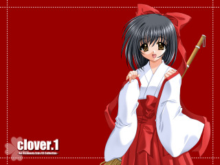 Girl red and white broom - a red border free wallpaper