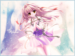 Girl long hair bow purple - long hair holding free wallpaper