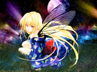 Fairy butterfly wings stars fullmoon - a fairy free wallpaper