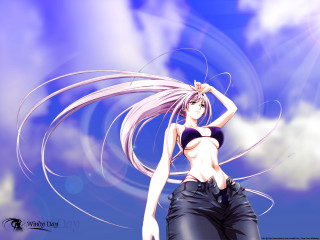 Woman longhair bikinistanding cloudy sky - a cloudy sky free wallpaper