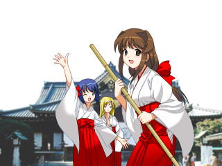 Miko traditional japanese clothing waving - traditional free wallpaper