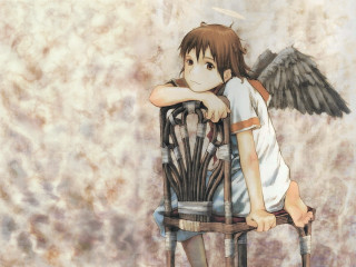 Girl angel bird wings halo - her knee free wallpaper