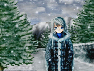 Girl snow winter anime nature - the snow free wallpaper for desktop