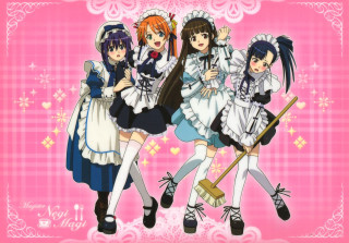 Maid girls pink background hearts - heart free wallpaper