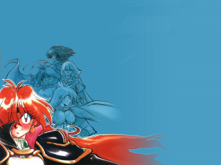 Cartoon redhair blackoutfit redcape bluebackground - a red cape free wallpaper
