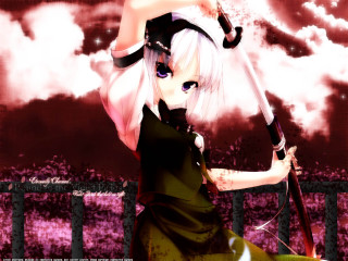 Ghost girl katana cherry blossoms - a umbrella free wallpaper