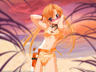 Beach bikini anime orange hair - a woman in a bikini free wallpaper