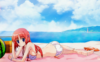 Beach girl watermelon sunset bikini - a watermelon free wallpaper