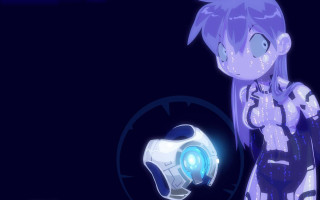Futuristic cartoon girl blue hologram - a futuristic look free wallpaper