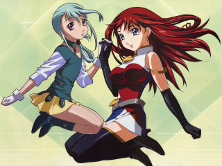 Anime girls diamond pattern purple - a picture together in front free wallpaper