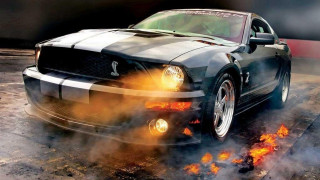 Mustang flames hood headlights track - a track free wallpaper
