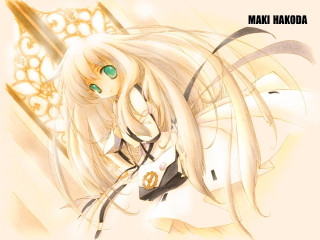 Anime girl white hair green 6 - a sword free wallpaper