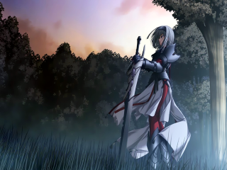 Woman white dress sword field 3 - a white dress holding free wallpaper