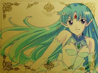 Anime girl blue hair green 2 - a green tail free wallpaper