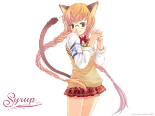 Girl cat ears tail portrait - her shoulder free wallpaper