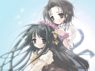 Anime girls flower hair gothic - two anime girl free wallpaper