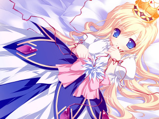 Blonde crown blue dress pink - a pink bow free wallpaper