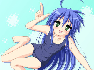 Blue haired anime girl thumbs - blue hair free wallpaper