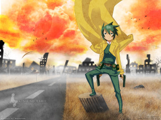 Cartoon character suitcase field city - autodestructive art free wallpaper