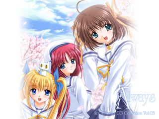 Three anime girls blue eyes 2 - blue eye free wallpaper