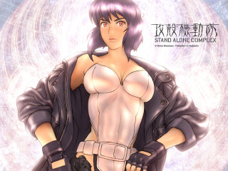 Kusanagi motoko purple hair gun 2 - a circular background free wallpaper