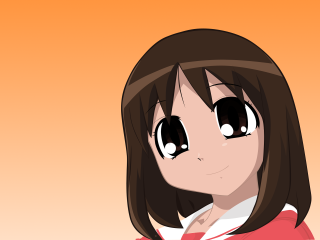 Girl smile bangs orange background - her face free wallpaper