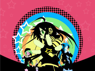 Cartoon woman cellphone stars circle - a cell phone free wallpaper