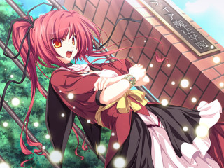 Pink hair girl brick wall 2 - a long dress free wallpaper