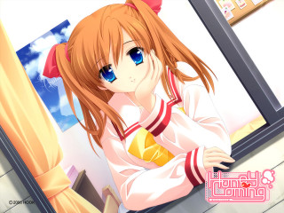 Anime girl blue eyes pink 2 - a pink bow free wallpaper