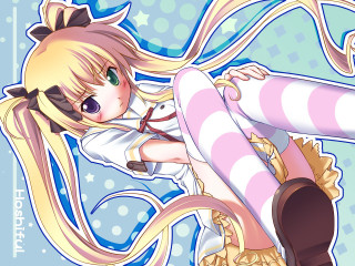 Anime girl blonde hair bow 3 - her head free wallpaper