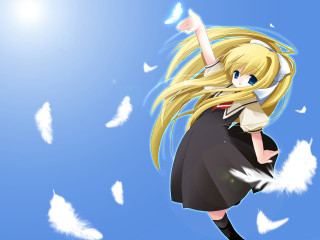 Angel wings flying feathers blonde - white feather free wallpaper