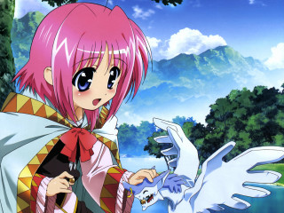 Pink hair girl white bird - pink hair free wallpaper