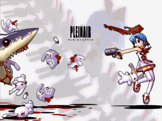 Girl shark gun dog anime - pop surrealism free wallpaper