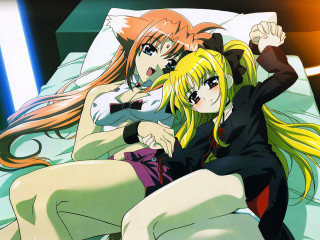 Anime girls bed gun blonde - a gun free wallpaper