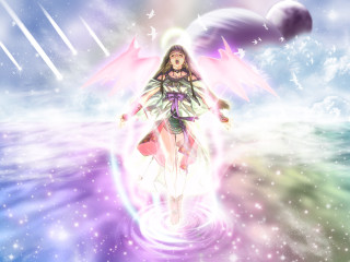 Woman wings ocean wave starry - evelyn de morgan free wallpaper