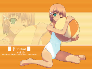Girl white swimsuit ball yellow - a ball free wallpaper