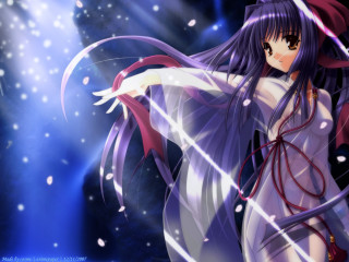 Woman longhair redhat snow anime - a red hat free wallpaper